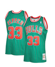 Load image into Gallery viewer, Men’s Mitchell & Ness Scottie Pippen Chicago Bulls Green NBA Hardwood Classics Swingman Jersey