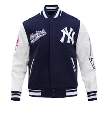 Load image into Gallery viewer, Men's New York Yankees Script Tail Navy & White Varsity MLB Jacket
