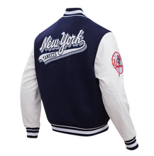 Load image into Gallery viewer, Men's New York Yankees Script Tail Navy & White Varsity MLB Jacket