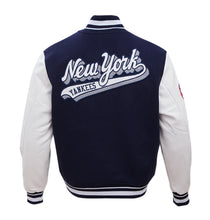 Load image into Gallery viewer, Men's New York Yankees Script Tail Navy & White Varsity MLB Jacket