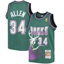 Load image into Gallery viewer, Men’s Mitchell & Ness Ray Allen Milwaukee Bucks Green NBA Hardwood Classics Swingman Jersey