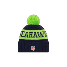 Load image into Gallery viewer, Seattle Seahawks New Era 2020 NFL Sideline - Official Sport Pom Cuffed Knit Hat/Toque
