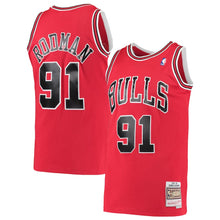 Load image into Gallery viewer, Men’s Mitchell & Ness Dennis Rodman Chicago Bulls Red NBA Hardwood Classics Swingman Jersey
