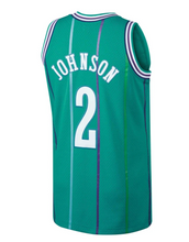 Load image into Gallery viewer, Men's Mitchell & Ness Larry Johnson Charlotte Hornets Aqua NBA Hardwood Classics Swingman Jersey