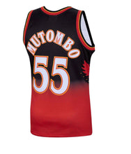 Load image into Gallery viewer, Men's Mitchell & Ness Dikembe Mutombo Atlanta Hawks Black and Red NBA Hardwood Classics Swingman Jersey
