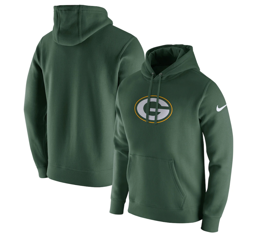 Men's Nike Green Green Bay Packers Club Fleece Logo Pullover Hoodie
