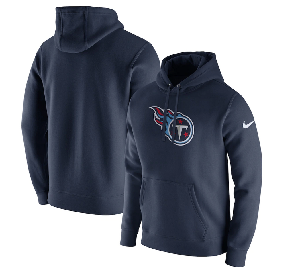 Men's Nike Navy Tennessee Titans Club Fleece Logo Pullover Hoodie
