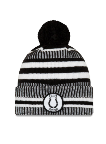 Indianapolis Colts New Era Sideline Black Home Pom Knit Hat/Toque