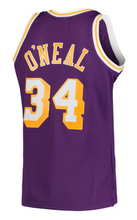 Load image into Gallery viewer, Men's Mitchell & Ness Shaquille O'Neal Los Angeles Lakers Purple NBA Hardwood Classics Swingman Jersey