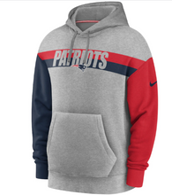 Load image into Gallery viewer, New England Patriots Nike Heathered Gray Fan Gear Heritage Tri-Blend Pullover Hoodie