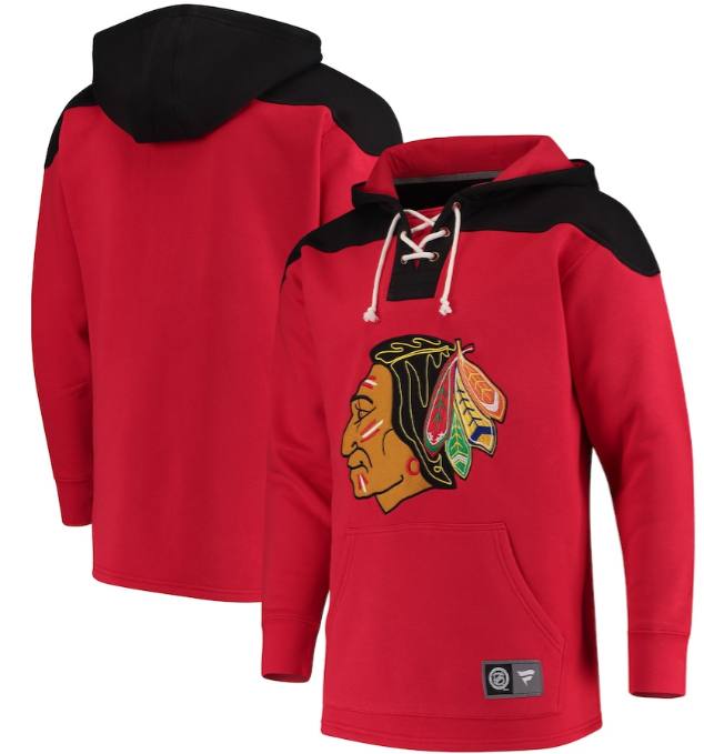 Chicago Blackhawks Fanatics Branded Red/Black Breakaway - Lace-Up Pullover Hoodie
