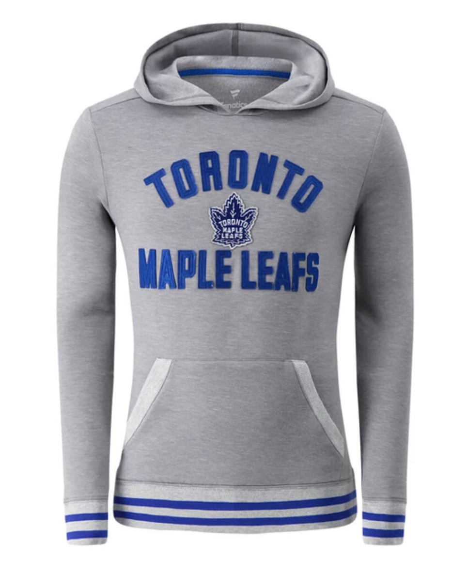 Fanatics Men's Toronto Maple Leafs Vintage Super Soft Fleece Pull Over Hoody Athletic Grey.