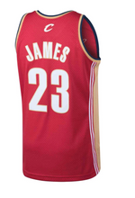 Load image into Gallery viewer, Men's Mitchell & Ness Lebron James Cleaveland Cavaliers Red NBA Hardwood Classics Swingman Jersey