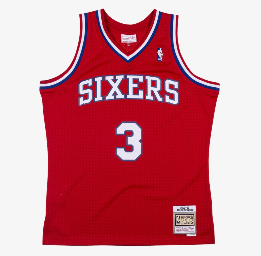 Men's Mitchell & Ness Allen Iverson Philadelphia 76ers Red NBA Hardwood Classics Swingman Jersey