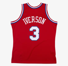 Load image into Gallery viewer, Men&#39;s Mitchell &amp; Ness Allen Iverson Philadelphia 76ers Red NBA Hardwood Classics Swingman Jersey
