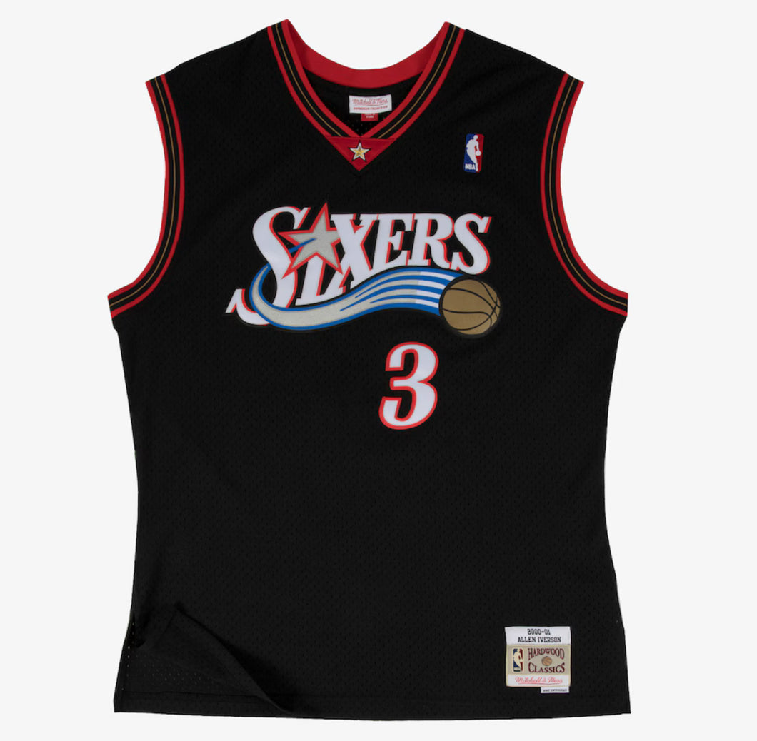 Men's Mitchell & Ness Allen Iverson Philadelphia 76ers Black NBA Hardwood Classics Swingman Jersey