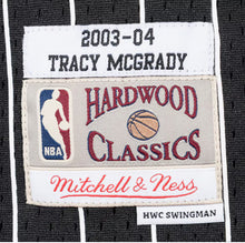 Load image into Gallery viewer, Men&#39;s Mitchell &amp; Ness Tracy McGrady Orlando Magic Black Pinstripe NBA Hardwood Classics Swingman Jersey
