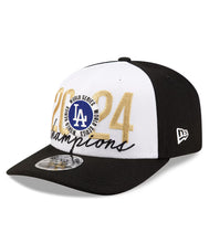 Load image into Gallery viewer, Men&#39;s New Era White/Black Los Angeles Dodgers 2024 World Series Champions Locker Room 9SEVENTY Stretch-Snap Hat
