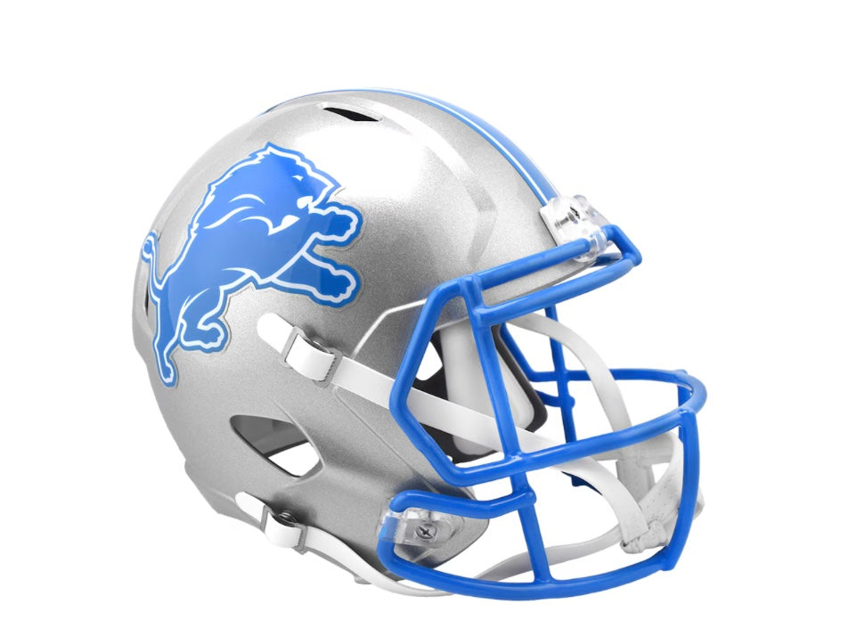 Detroit Lions Replica Full Size Silver NFL Riddell Helmet