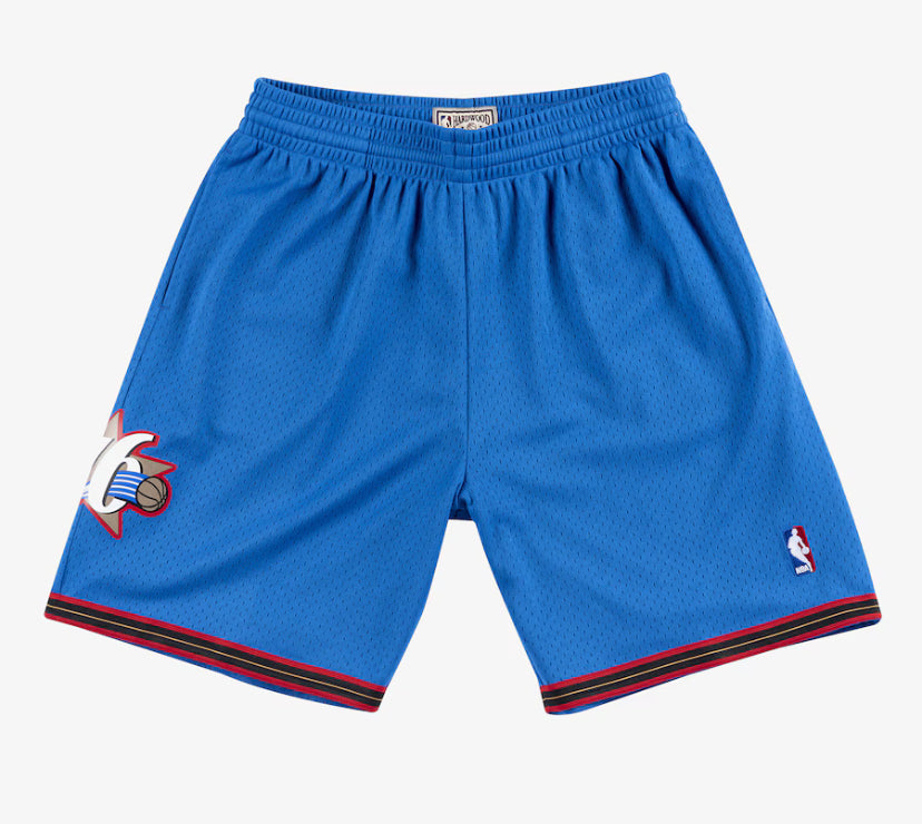 Men's Philadelphia 76ers Mitchell & Ness Hardwood Classics Swingman Blue Basketball Shorts