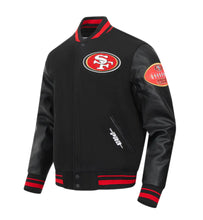 Load image into Gallery viewer, Men&#39;s San Fransisco 49ers Old English Super Bowl Black &amp; Red Varsty NFL Jacket
