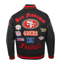 Load image into Gallery viewer, Men&#39;s San Fransisco 49ers Old English Super Bowl Black &amp; Red Varsty NFL Jacket
