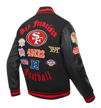 Load image into Gallery viewer, Men&#39;s San Fransisco 49ers Old English Super Bowl Black &amp; Red Varsty NFL Jacket
