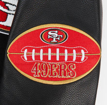 Load image into Gallery viewer, Men&#39;s San Fransisco 49ers Old English Super Bowl Black &amp; Red Varsty NFL Jacket

