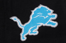 Load image into Gallery viewer, Men&#39;s Detriot Lions Old English Super Bowl Black, White &amp; Blue Varsty NFL Jacket
