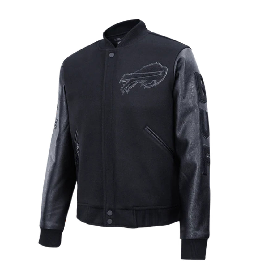 Men's Buffalo Bills Team Logo Triple Black Varsity NFL Jacket