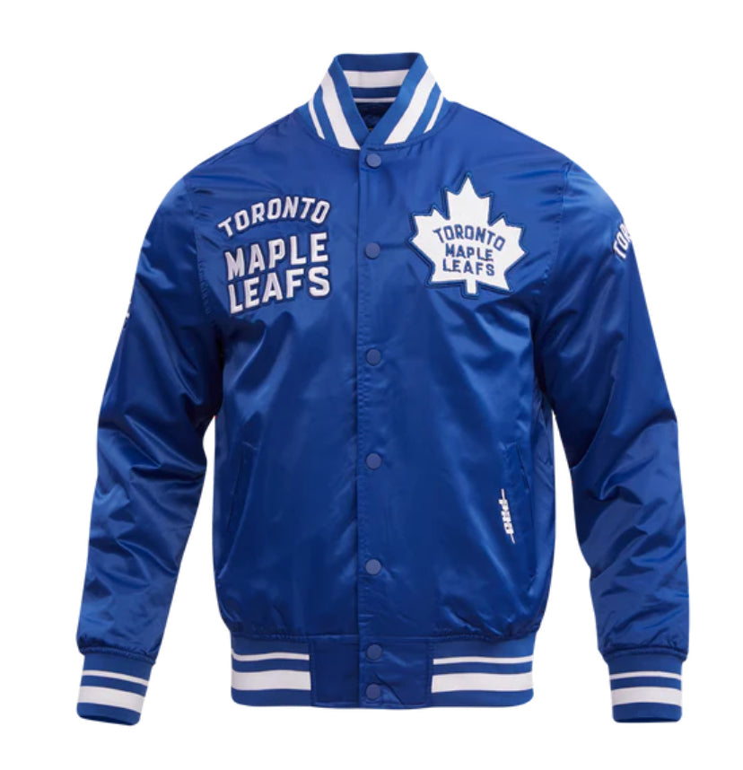 Men's Toronto Maple Leafs Retro Classic Blue & White Satin Varsity
