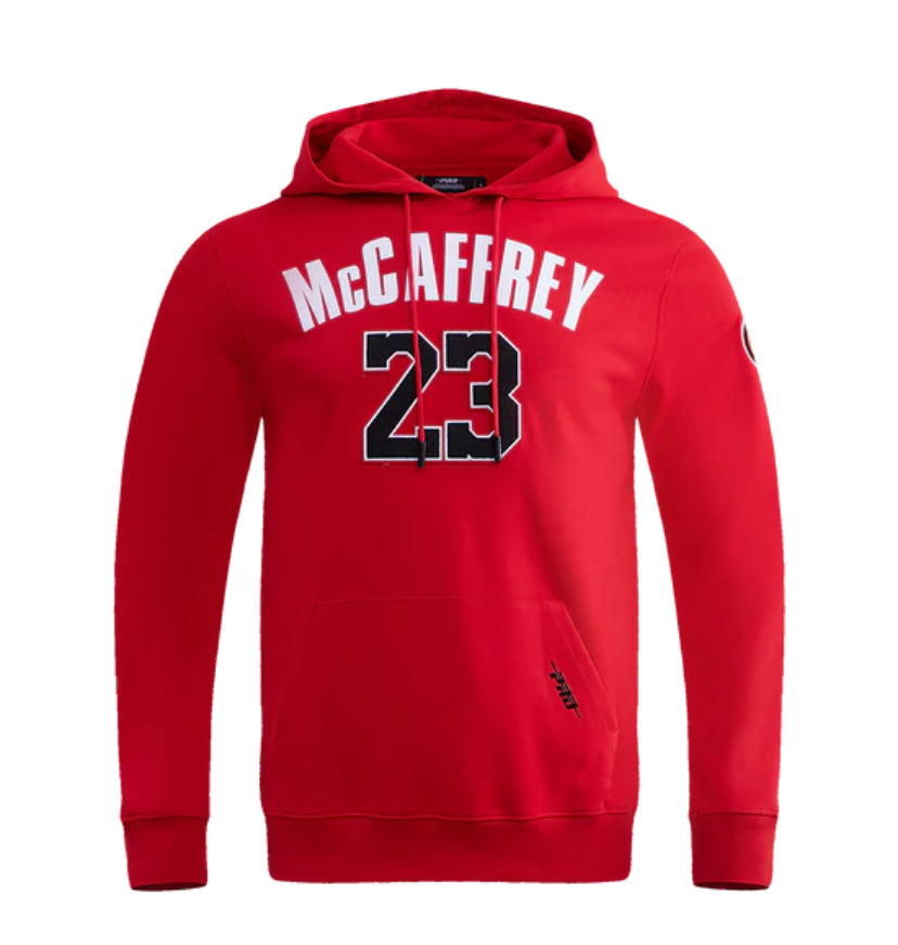 Men's San Francisco 49ers Christian McCaffrey #23 Jersey Style NFL Red Pullover Hoodie