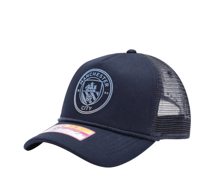 Manchester City Fan Ink TR-28 Pro Trucker Snapback Navy Soccer Hat