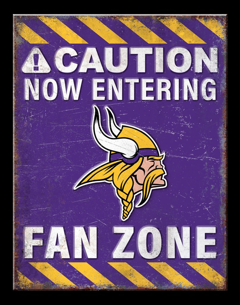 Minnesota Vikings Caution Now Entering Fan Zone Classic Metal Wall Sign