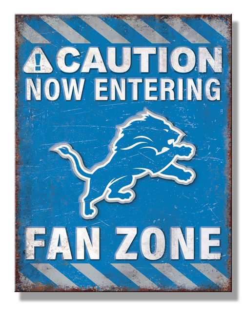 Detroit Lions Caution Now Entering Fan Zone Classic Metal Wall Sign