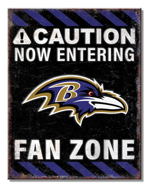 Baltimore Ravens Caution Now Entering Fan Zone Classic Metal Wall Sign