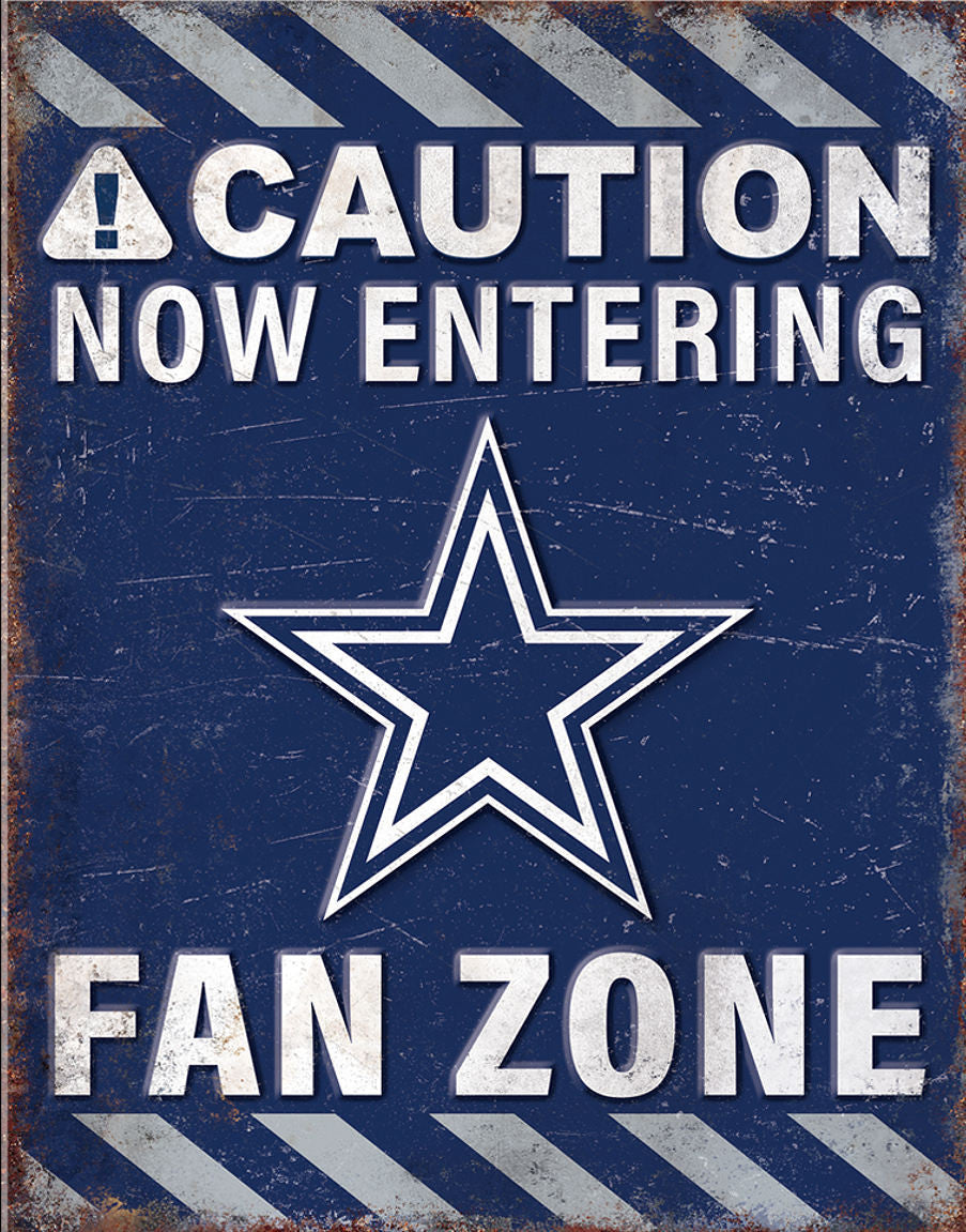 Dallas Cowboys Caution Now Entering Fan Zone Classic Metal Wall Sign