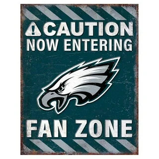 Philadelphia Eagles Caution Now Entering Fan Zone Classic Metal Wall Sign