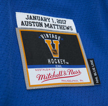 Load image into Gallery viewer, Men&#39;s Mitchell &amp; Ness Toronto Maple Leafs Auston Matthews Blue 2017 Blue Line Vintage NHL Jersey
