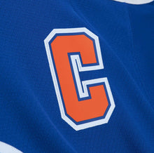 Load image into Gallery viewer, Men&#39;s Mitchell &amp; Ness Edmonton Oilers Wayne Gretzky Royal Blue &amp; Orange 1986-87 Captain&#39;s Patch Blue Line Vintage NHL Jersey
