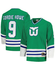 Load image into Gallery viewer, Men&#39;s Mitchell &amp; Ness Hartford Whalers Gordie Howe Green 1979-80 Blue Line Vintage NHL Jersey
