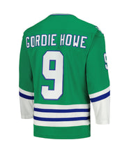 Load image into Gallery viewer, Men&#39;s Mitchell &amp; Ness Hartford Whalers Gordie Howe Green 1979-80 Blue Line Vintage NHL Jersey

