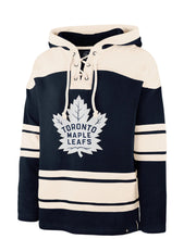 Load image into Gallery viewer, Men&#39;s &#39;47 Brand Toronto Maple Leafs Navy Blue Lace-Up Pullover NHL Hoodie
