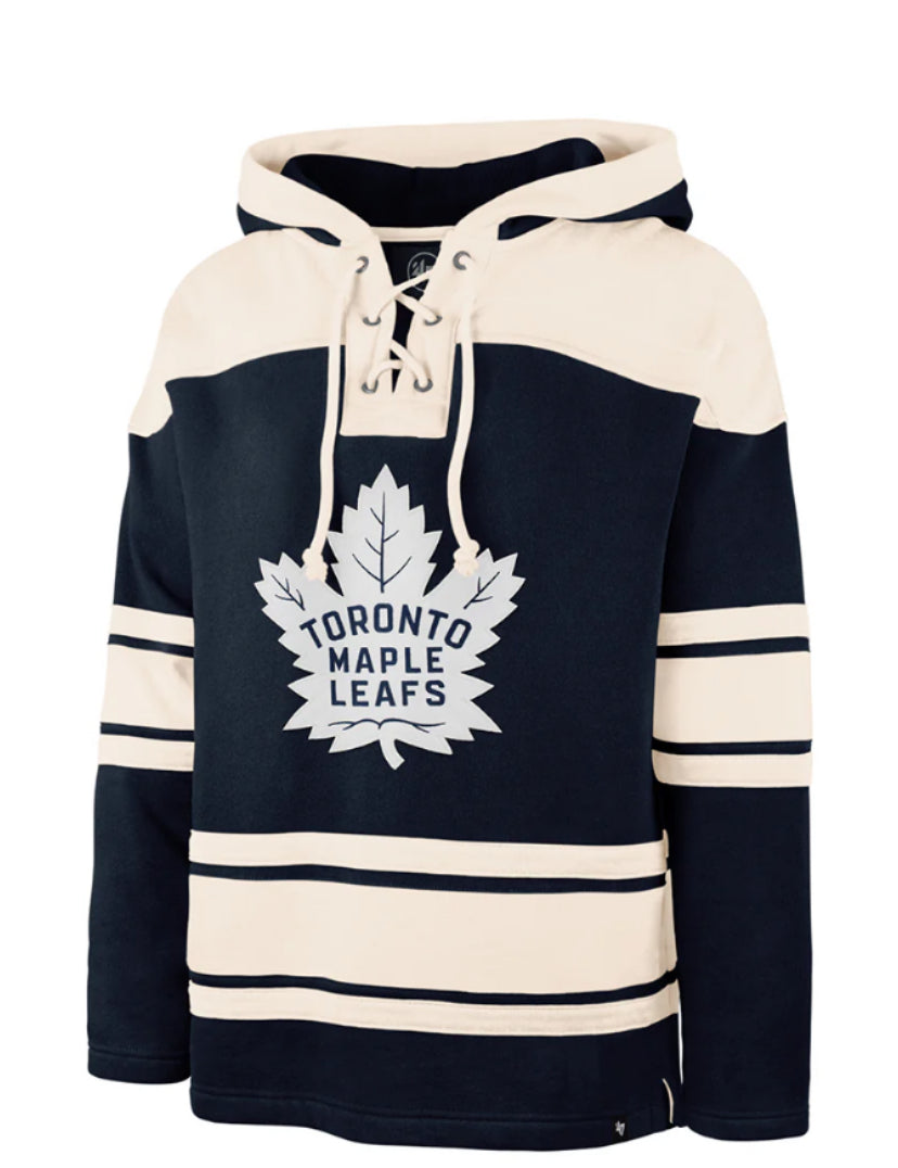 Men's '47 Brand Toronto Maple Leafs Navy Blue Lace-Up Pullover NHL Hoodie