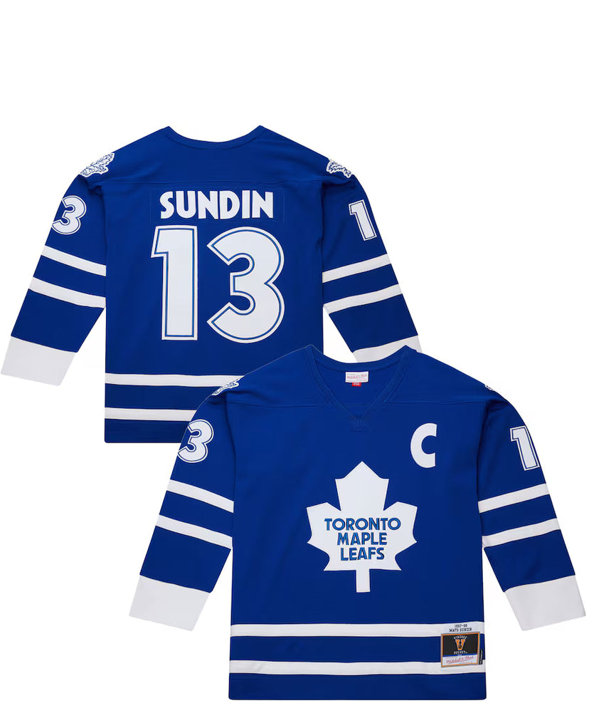 Men's Mitchell & Ness Toronto Maple Leafs Mats Sundin 1997-98 Throwback Powerplay Royal Blue NHL Jersey