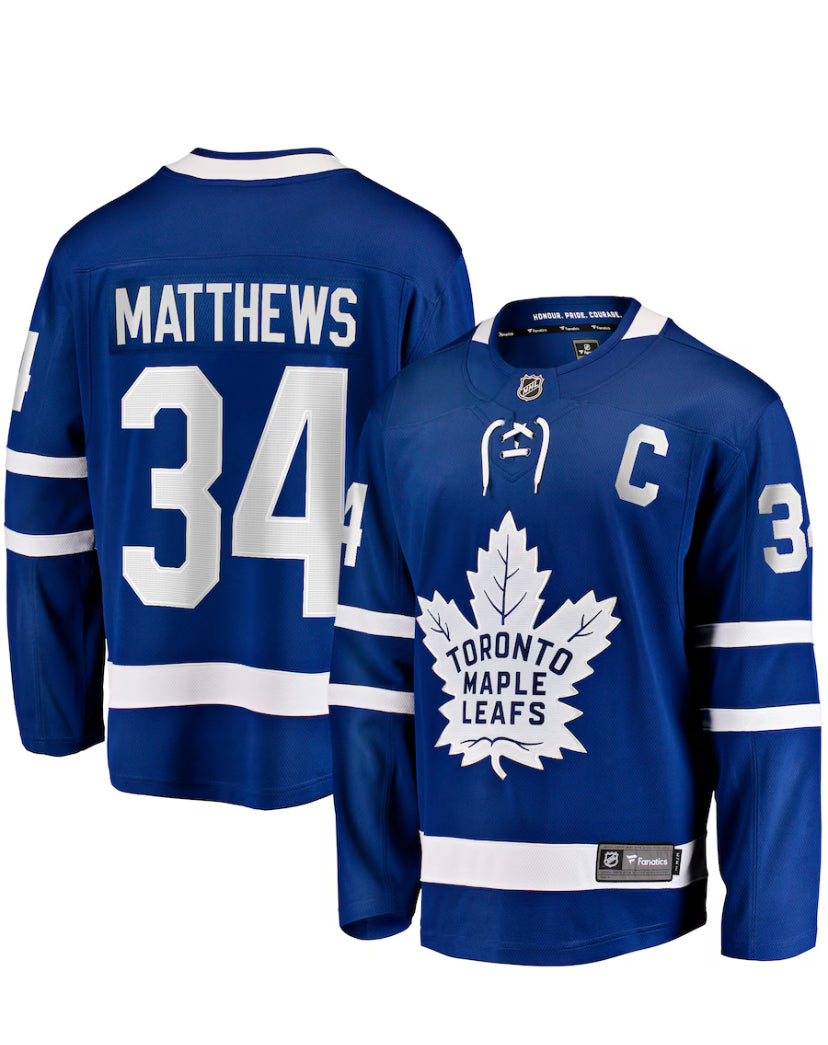 Men's Fanatics Toronto Maple Leafs Auston Matthews 'C' Royal Blue Breakaway NHL Jersey
