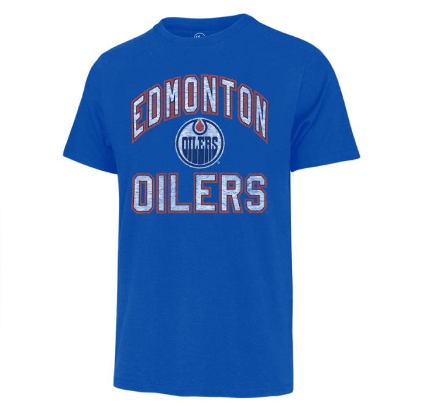 Men's 47 Brand Edmonton Oilers Play Action Blue Tee / T-Shirt