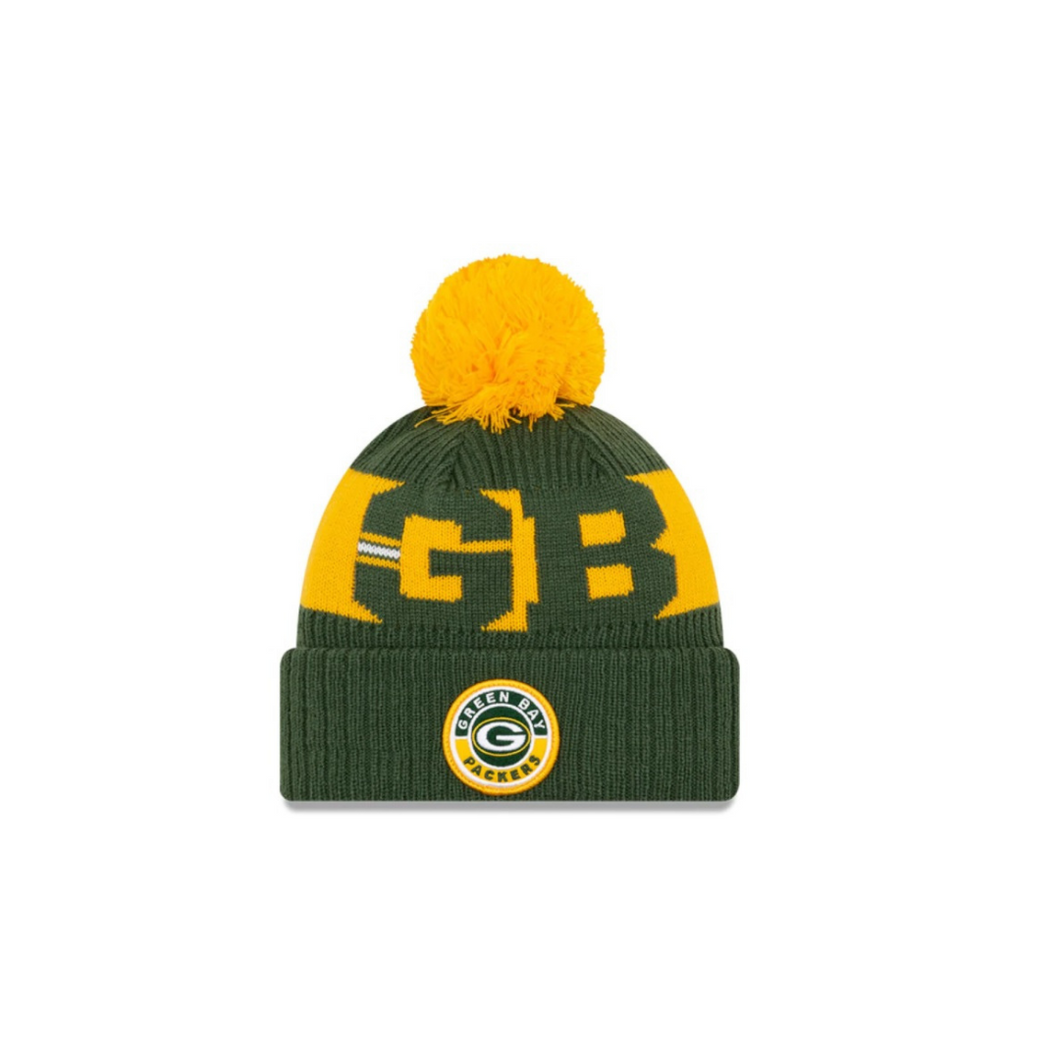 Green Bay Packers New Era 2020 NFL Sideline Official Sport Pom Cuffed Knit Hat/Toque