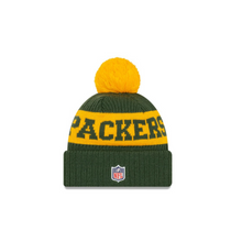 Load image into Gallery viewer, Green Bay Packers New Era 2020 NFL Sideline Official Sport Pom Cuffed Knit Hat/Toque
