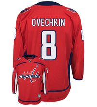 Load image into Gallery viewer, Youth Washington Capitals Alex Ovechkin &#39;C&#39; Red NHL Jersey
